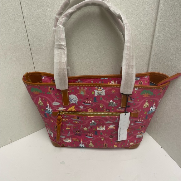 Disney Parks Dooney & Bourke Attractions Park Life Pink Tote Bag Purse Pink New - Picture 7 of 11